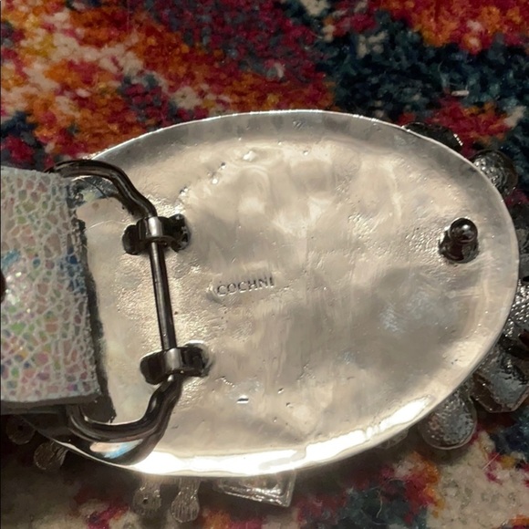 Cochni Real Leather Blue Rhinestone Buckle Belt - Picture 5 of 5